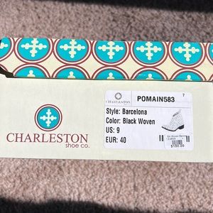 Charleston shoe company black booties w/herringbone design